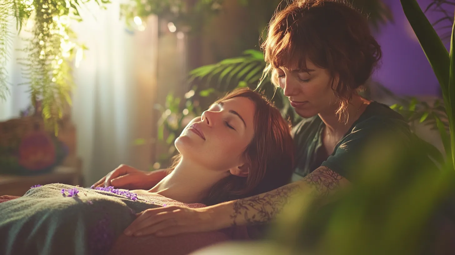 Image d'un professionnel aidant à rééquilibrer les chakras d'un patient